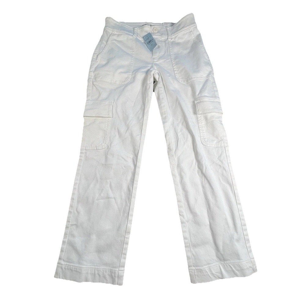 Loftβ Outlet Petite White Jeans Women's Sz 00 Straight Crop Denim Pants Mid Rise